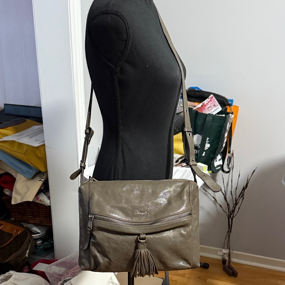 Authentic Bruno Magli Chic Taupe Crossbody Bag